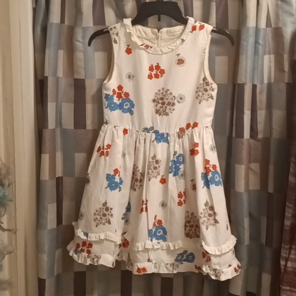 FINAL PRICE Mini Boden white multi-colored floral print dress - Picture 2 of 15